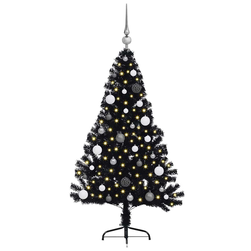 Vidaxl kunstmatig voorverlicht kerstboom met 150 led zwart 150 cm pvc