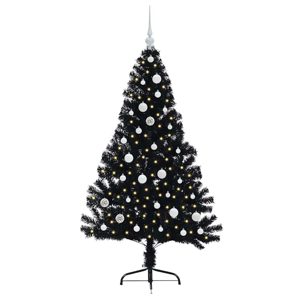 Vidaxl kunstmatig voorverlicht kerstboom zwart 150 cm pvc