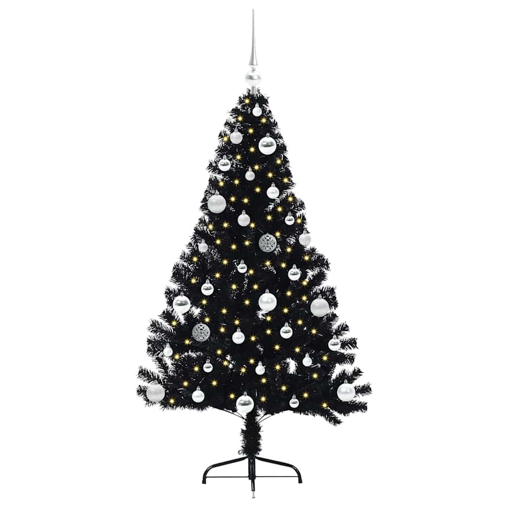 Vidaxl kunstmatig voorverlicht kerstboom zwart 150 cm pvc