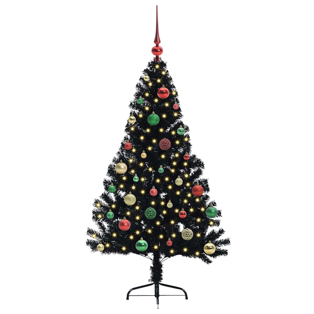Vidaxl kunstmatig voorverlicht kerstboom zwart 150 cm pvc