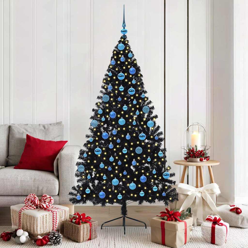 Vidaxl kunstmatig voorverlicht kerstboom zwart 180 cm pvc