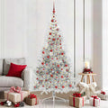 Vidaxl kunstmatig voorverlicht kerstboom met 300 led zilver 210 cm pet
