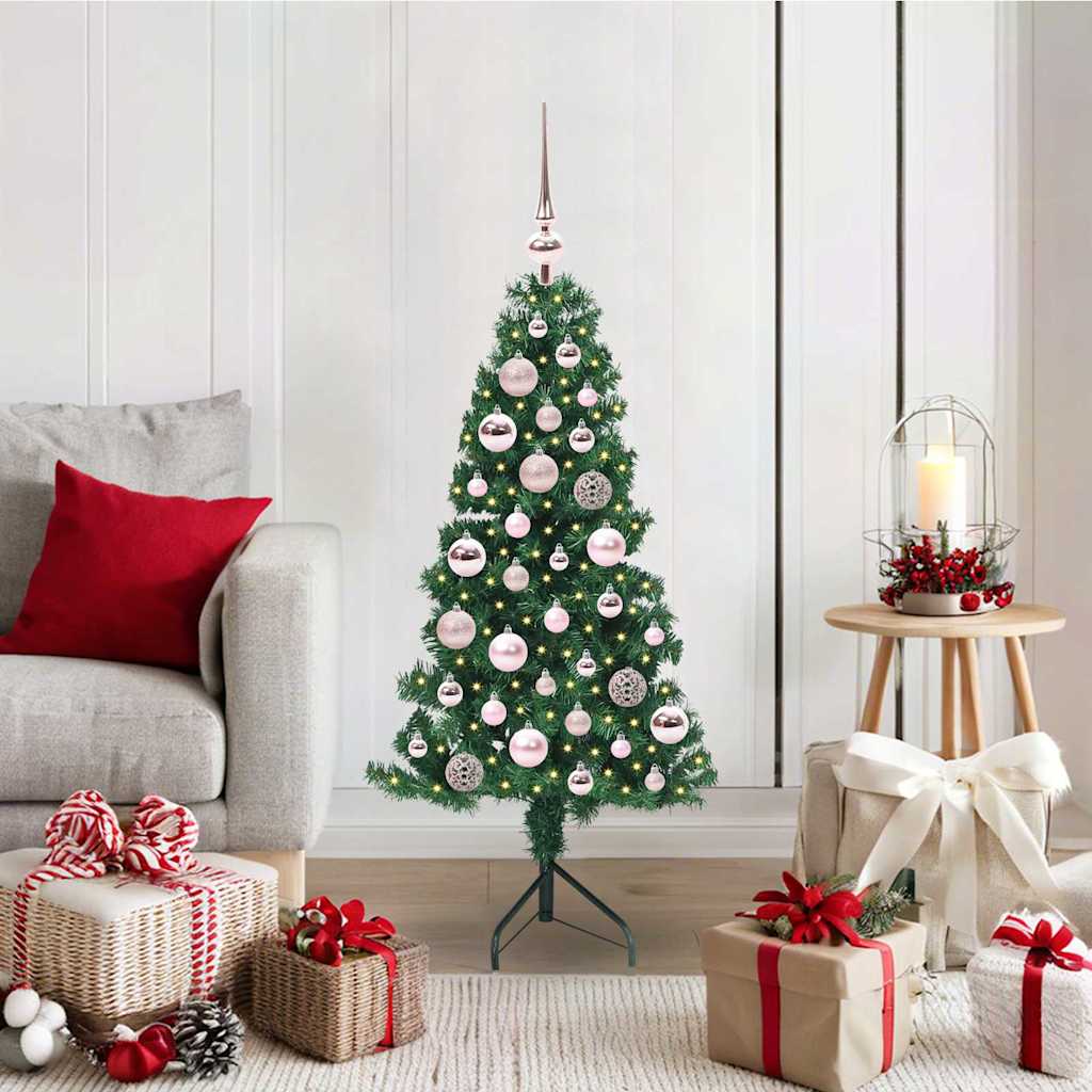Vidaxl hoek kunstkerstboom met 150 led groen 120 cm pvc en metaal