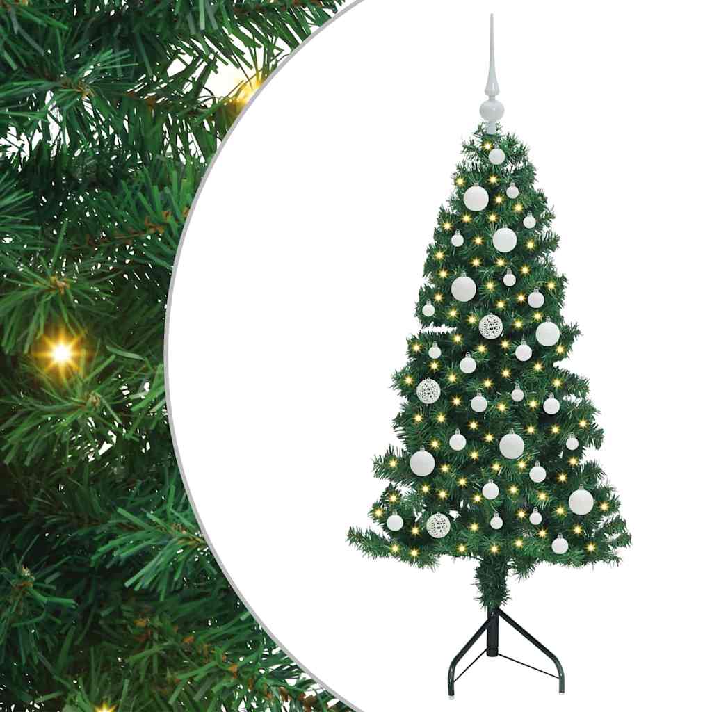 Vidaxl hoek kunstkerstboom met 150 led groen 120 cm pvc en metaal