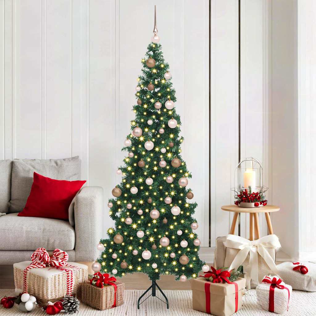Vidaxl hoek kunstkerstboom met 300 led groen 180 cm pvc en metaal