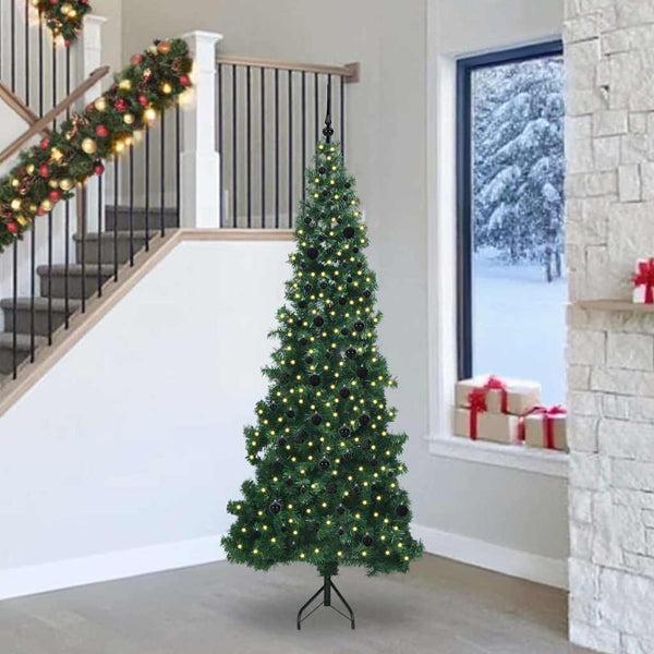Vidaxl hoek kunstkerstboom met 300 led groen 240 cm pvc en metaal