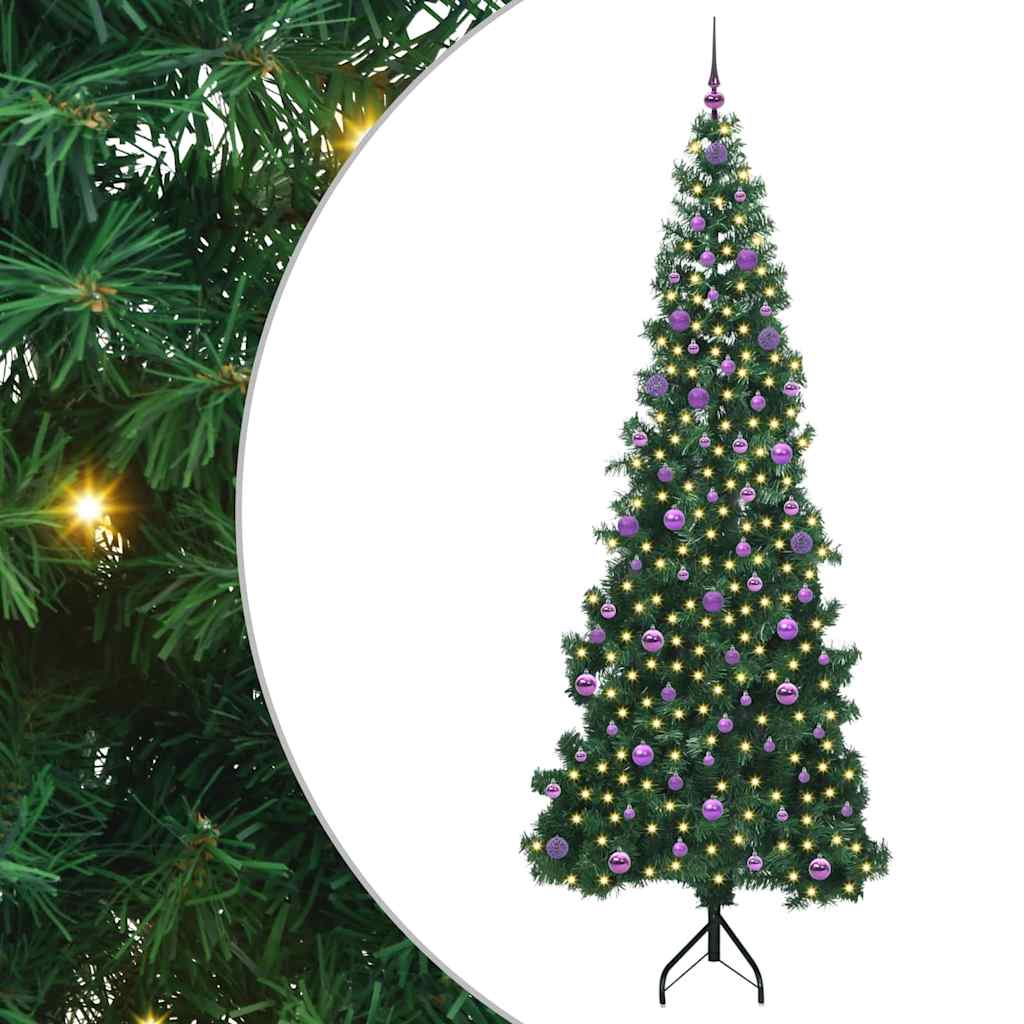 Vidaxl hoek kunstkerstboom met 300 led groen 240 cm pvc en metaal