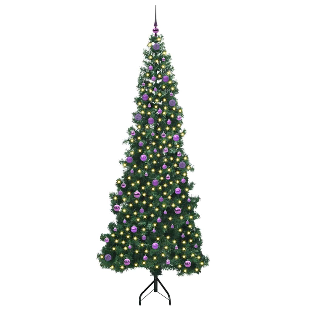 Vidaxl hoek kunstkerstboom met 300 led groen 240 cm pvc en metaal