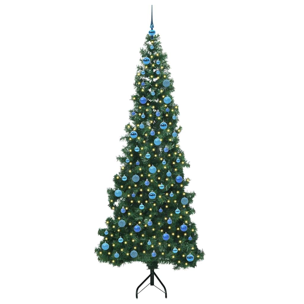Vidaxl hoek kunstkerstboom met 300 led groen 240 cm pvc en metaal