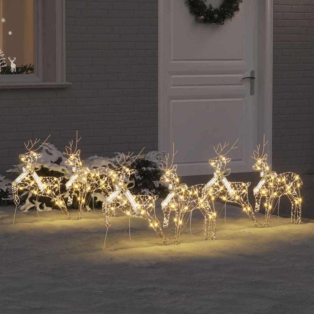 Vidaxl led rendieren met 180 led 6 pcs goud pet
