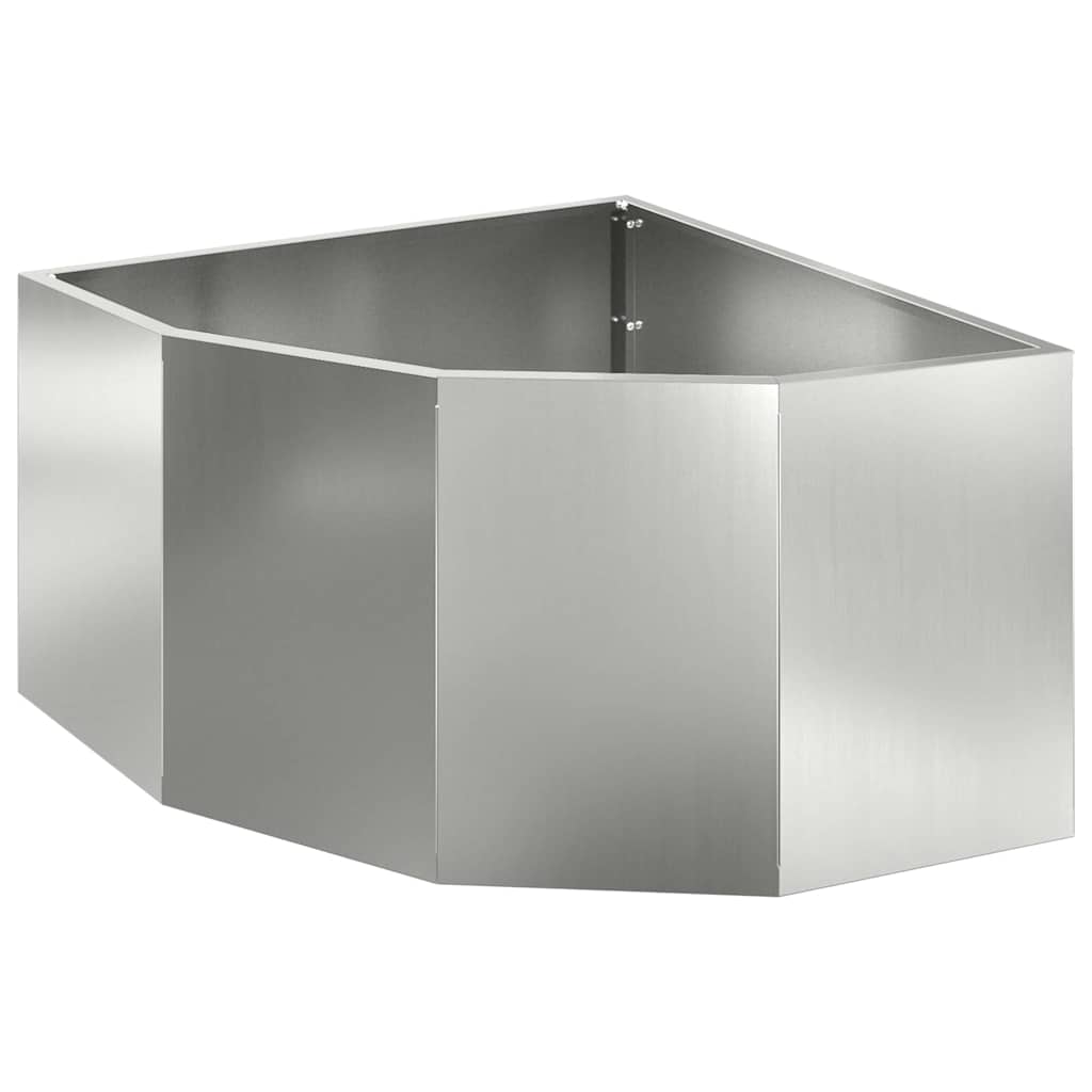 Vidaxl hoek plantbak zilver 60 x 60 x 35 cm verzinkt staal
