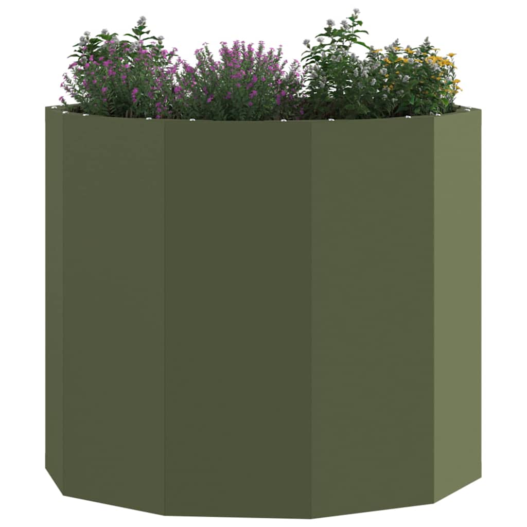 Vidaxl plantenbak olijf groen 60 x 60 x 50 cm staal