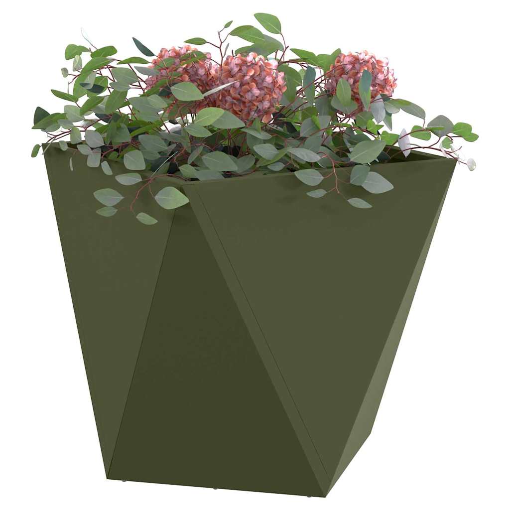 Vidaxl plantenbak olijf groen 40 x 40 x 40 cm staal