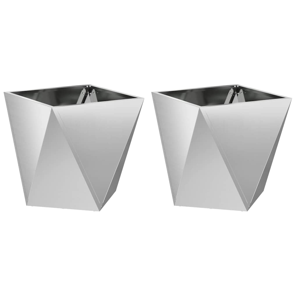 Vidaxl plantenbak 2 st zilver 50 x 50 x 50 cm gegalvaniseerd staal