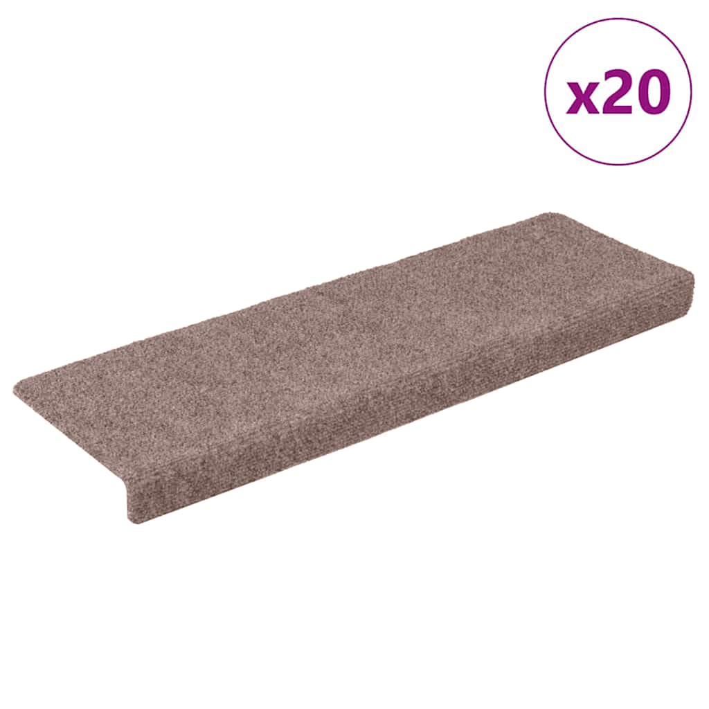 Vidaxl trapmatten zelfklevend 20 stuks 65x21x4 cm crème rechthoekige rand