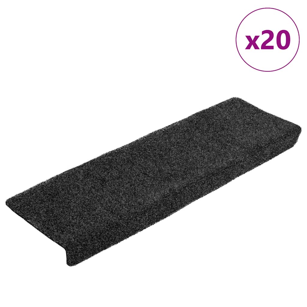 Vidaxl trapmatten zelfklevend 20 stuks 65x21x4 cm grijs rechthoekige rand