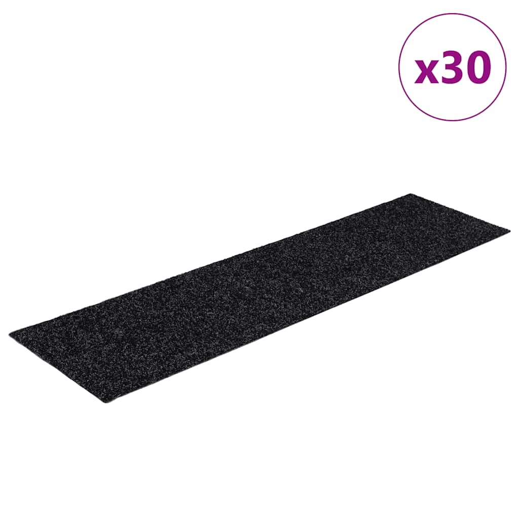 Vidaxl trapmatten zelfklevend 30 stuks 76x20 cm zwart rechthoekig