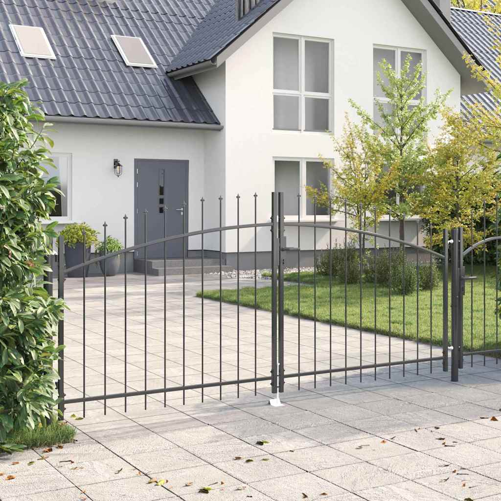 Vidaxl dubbele poort met slot grijs 299,5 x 174,5 cm staal