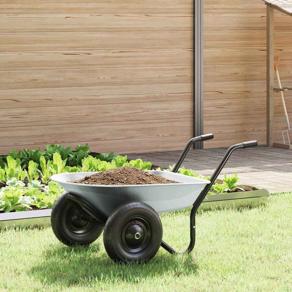 Vidaxl kruiwagen zilver en zwart 100 l 150 kg gegalvaniseerd staal