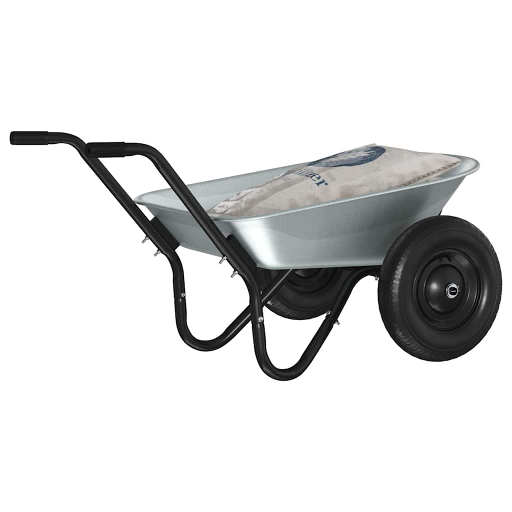 Vidaxl kruiwagen zilver en zwart 100 l 150 kg gegalvaniseerd staal