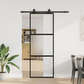 Vidaxl schuifdeur met beslagset 76x205 cm gehard glas zwart