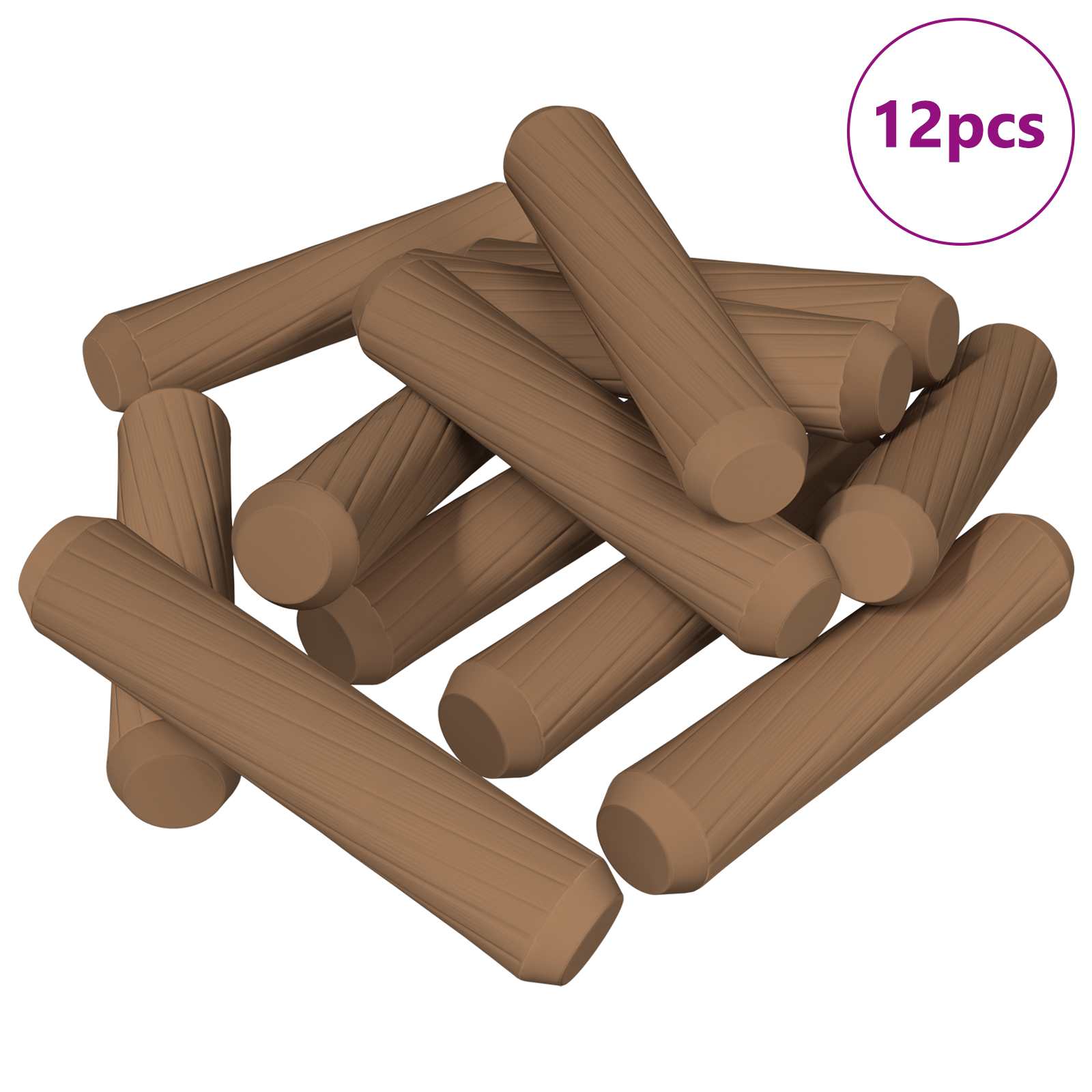 Vidaxl houten dowels 12 pcs bruin ø8 x 35 mm massief hout