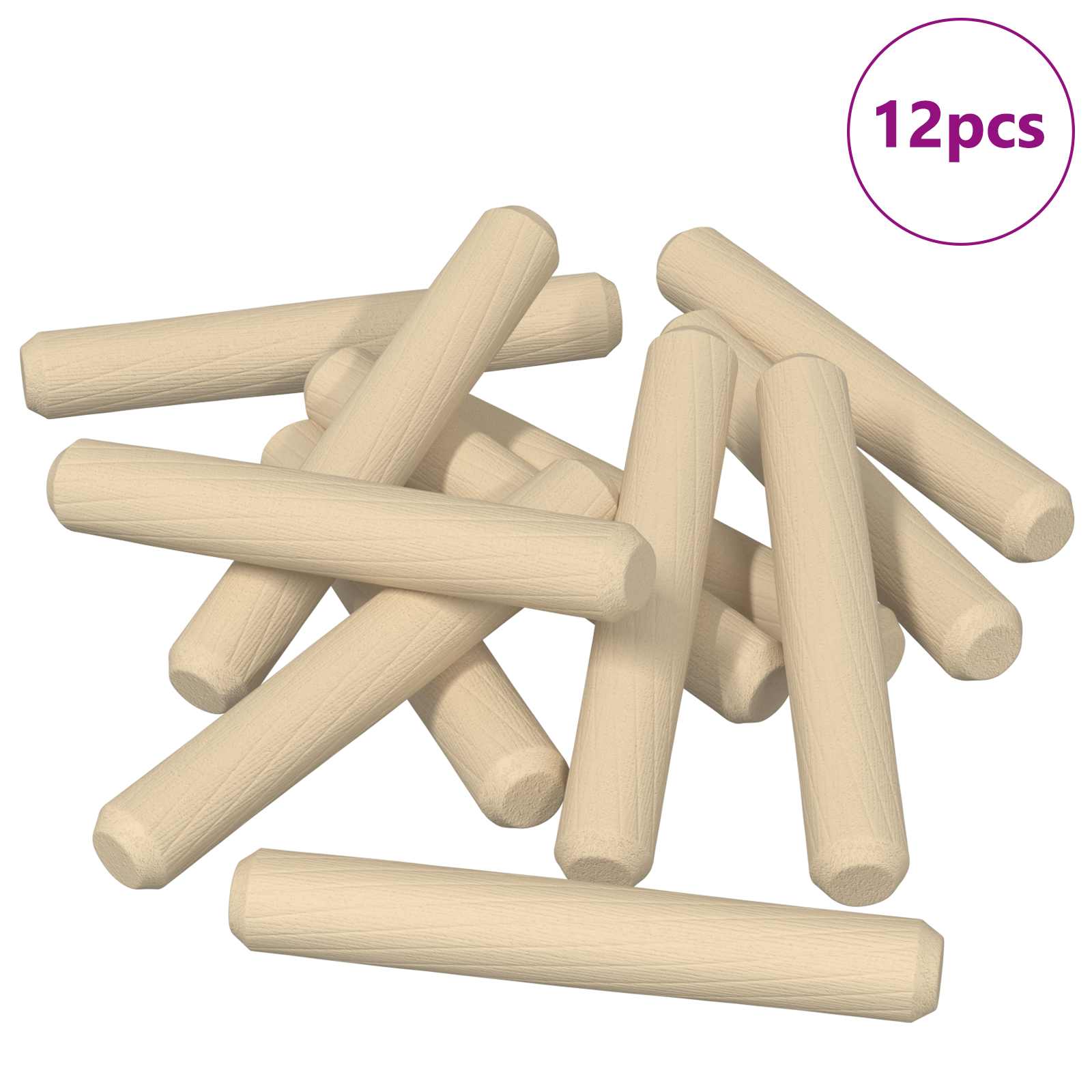 Vidaxl houten dowels 12 pcs bruin ø8 x 50 mm massief hout