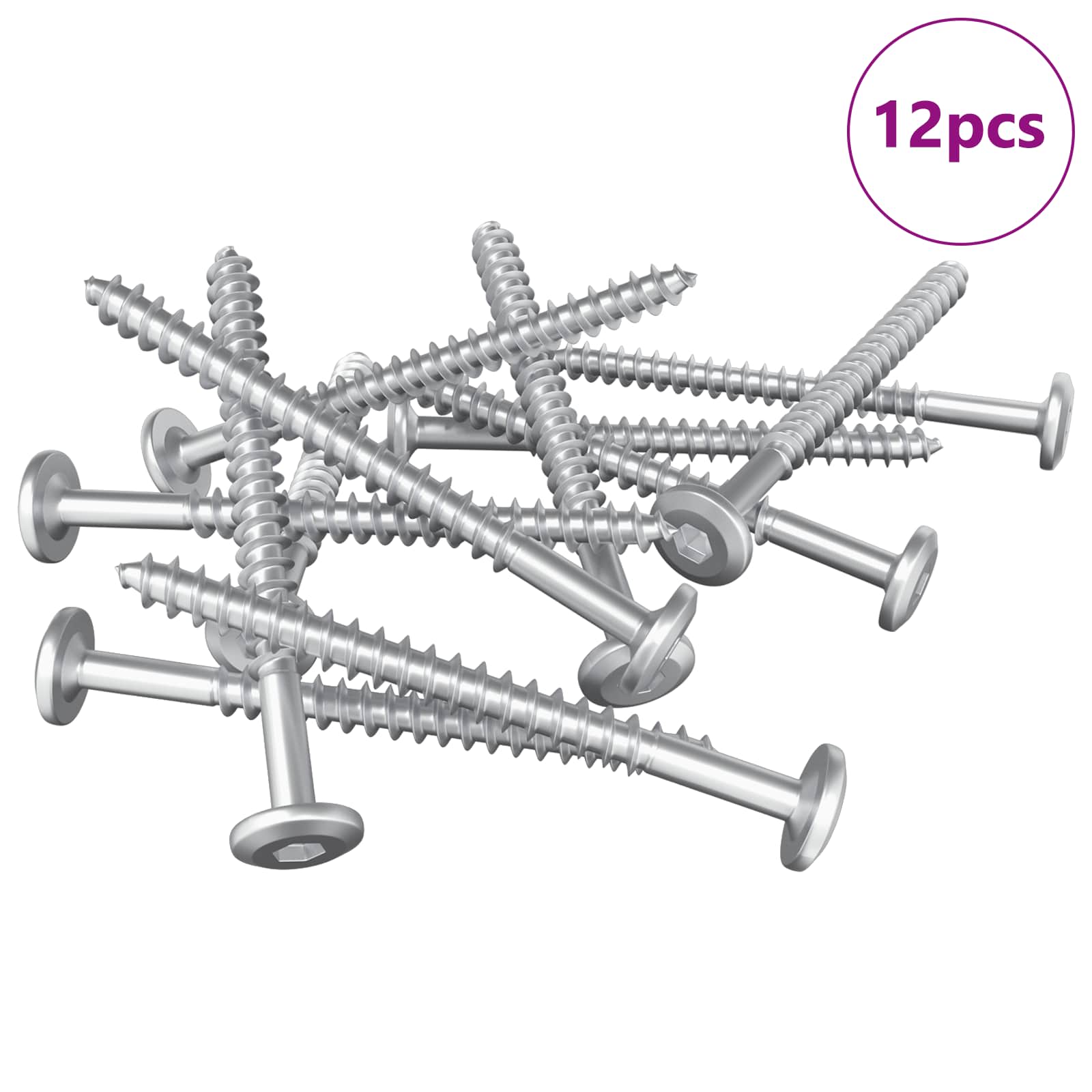 Vidaxl houten schroeven 12 pcs zilver m6 x 70 mm staal
