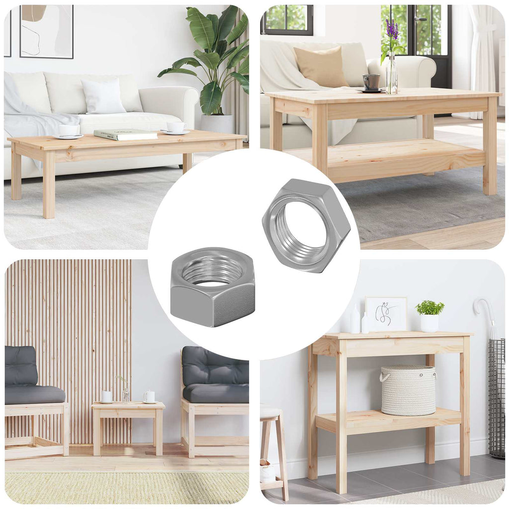 Vidaxl zeshoekige moeren 2 pcs zilver m6 staal