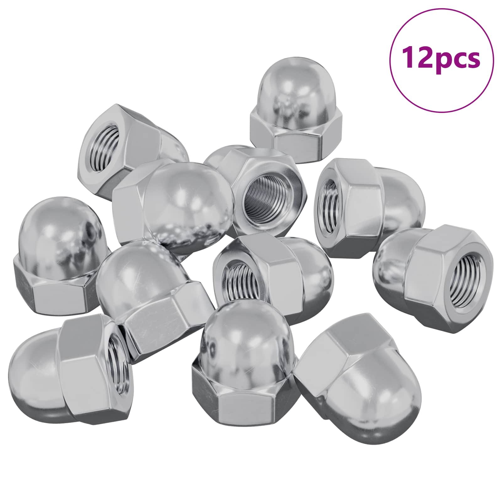 Vidaxl eikelnuts 12 pcs zilver 12,8 x 12,8 x 6,5 cm ijzer