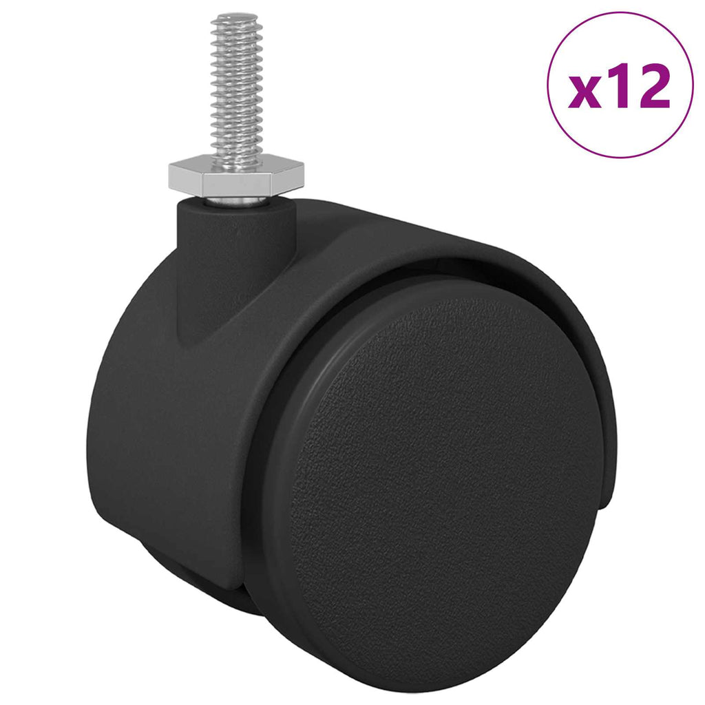 Vidaxl caster 12 pcs zwart en zilver 40,1 x 40,1 x 37,8 mm ijzer en pp