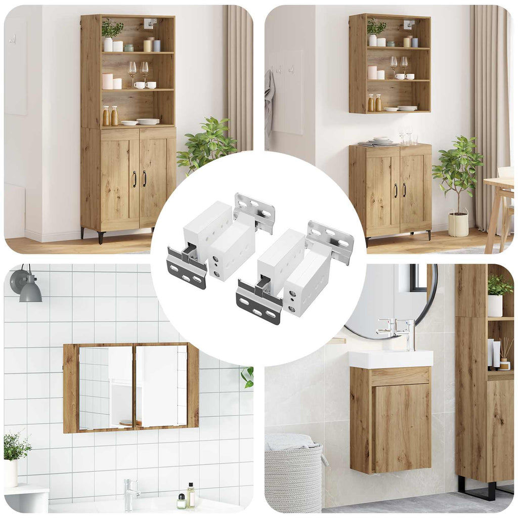 Vidaxl kast hangbeugel 2 st wit 70 x 48 x 19 mm ijzer en plastic