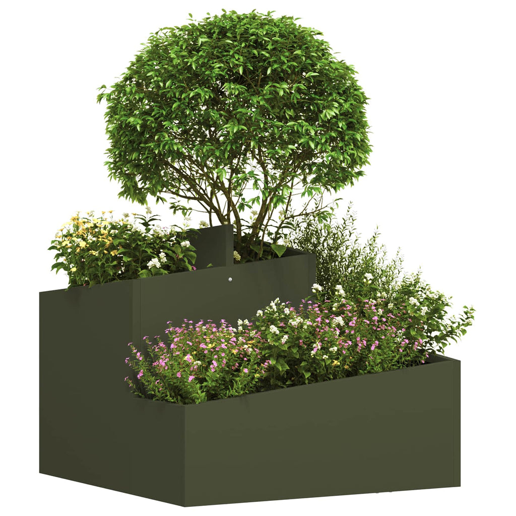 Vidaxl plantenbak olijfgroen 60 x 60 x 50 cm koudgewalst staal