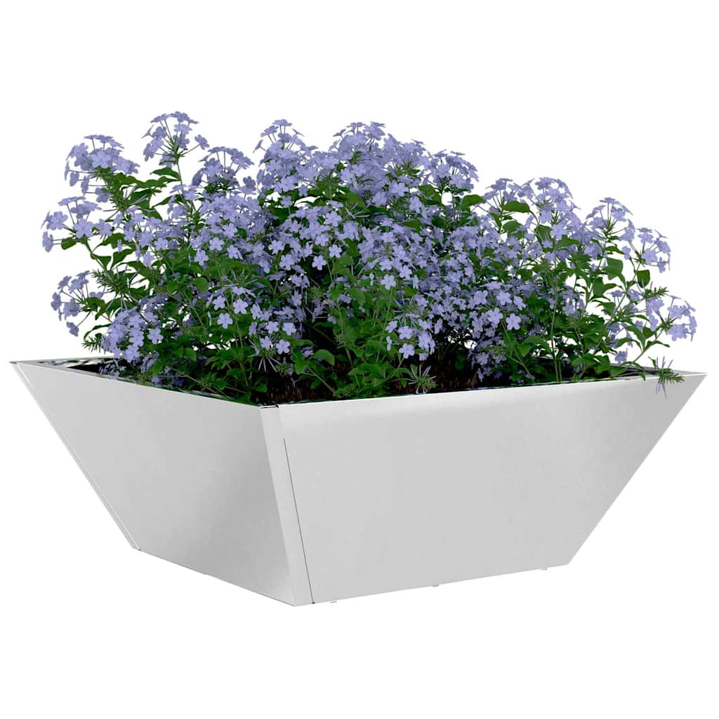 Vidaxl tuin bloempot zilver 40 x 40 x 15 cm roestvrij staal