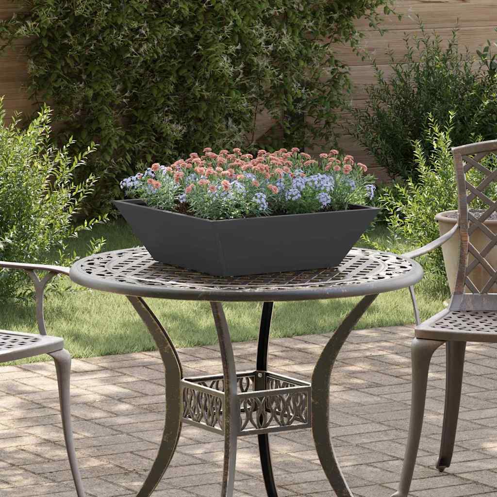 Vidaxl tuin bloempot zwart 50 x 50 x 15 cm koudgewalst staal