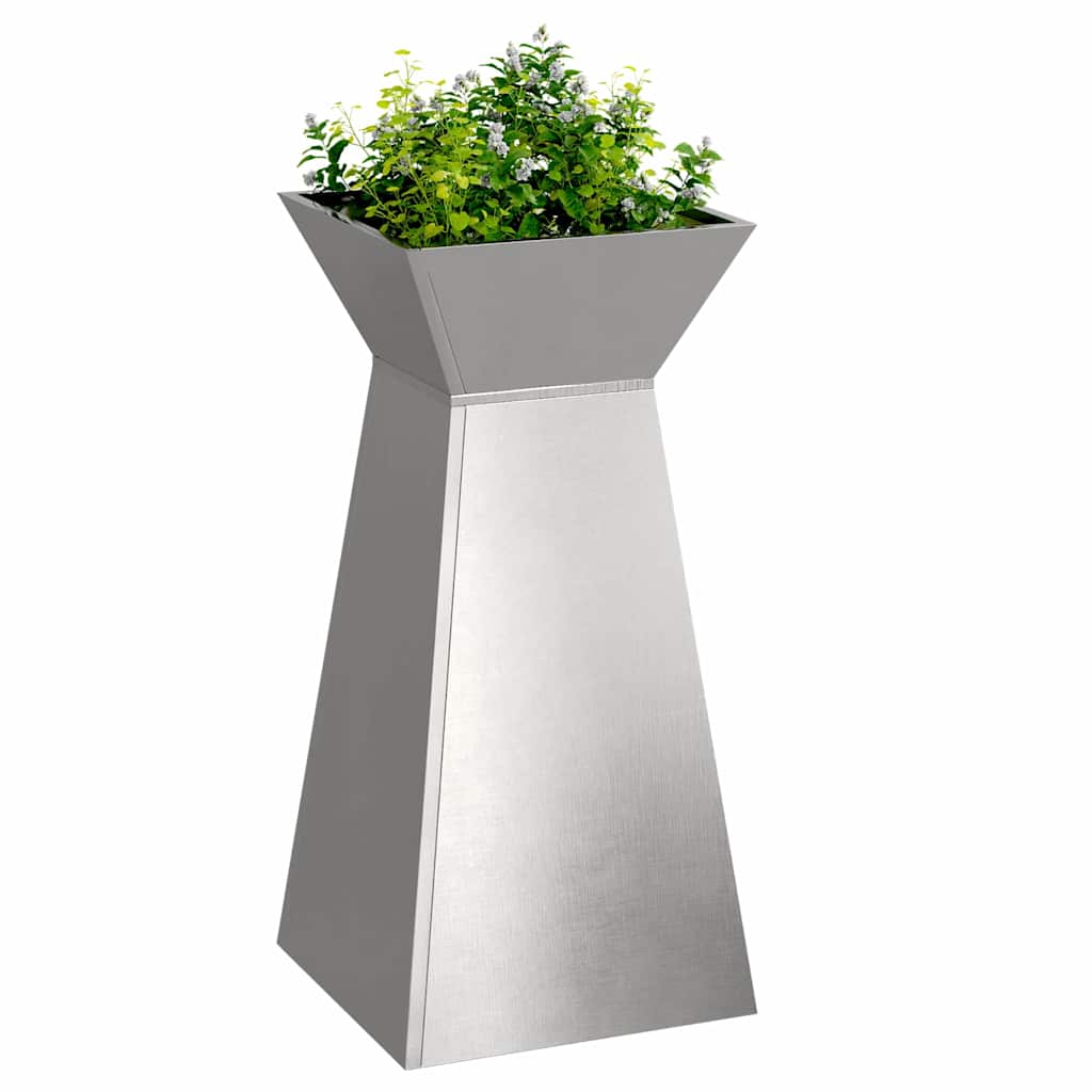 Vidaxl pilaar plantenbak 2 pcs zilver 35 x 35 x 73 cm