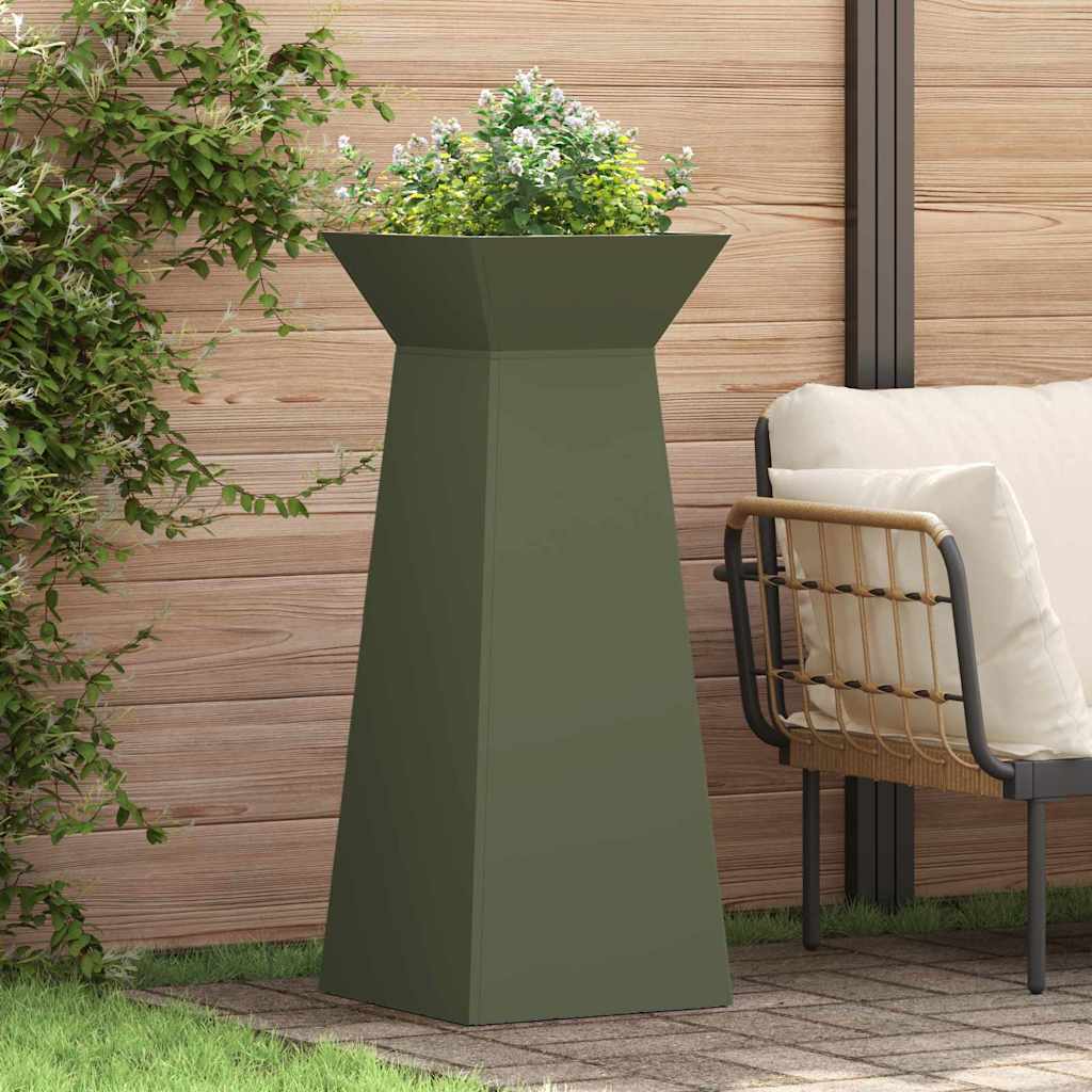 Vidaxl pilaar plantenbak 2 pcs olijfgroen 40 x 40 x 100 cm