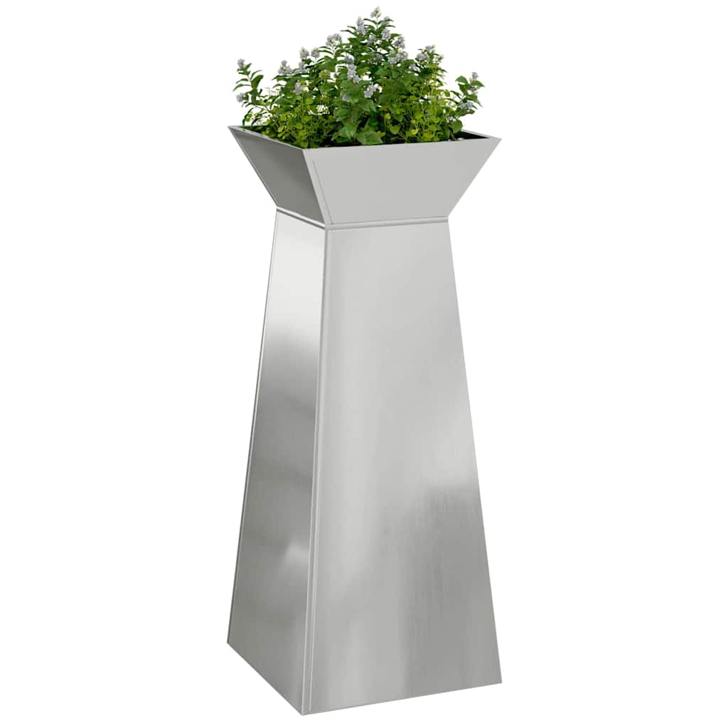 Vidaxl pilaar plantenbak 2 pcs zilver 40 x 40 x 100 cm