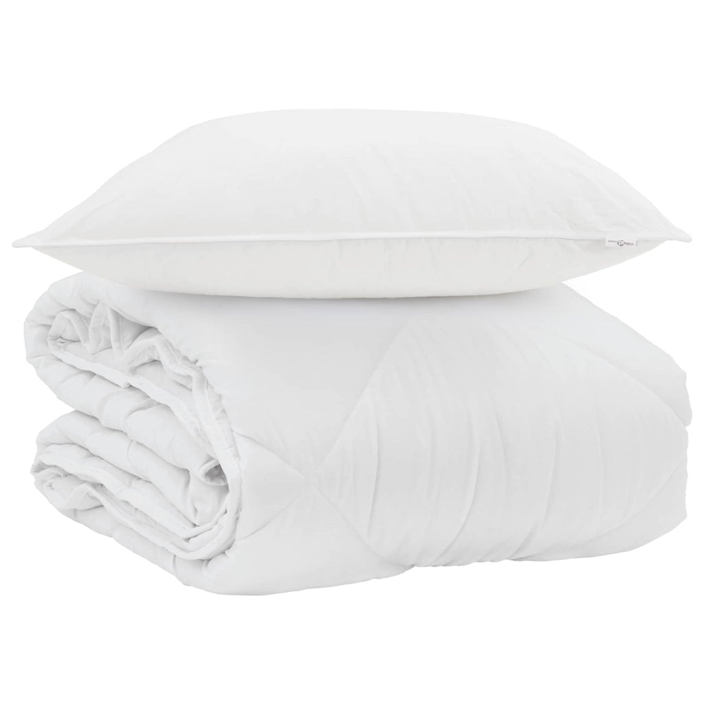 Vidaxl zomer dekbed met kussen 2 pcs wit microvezel