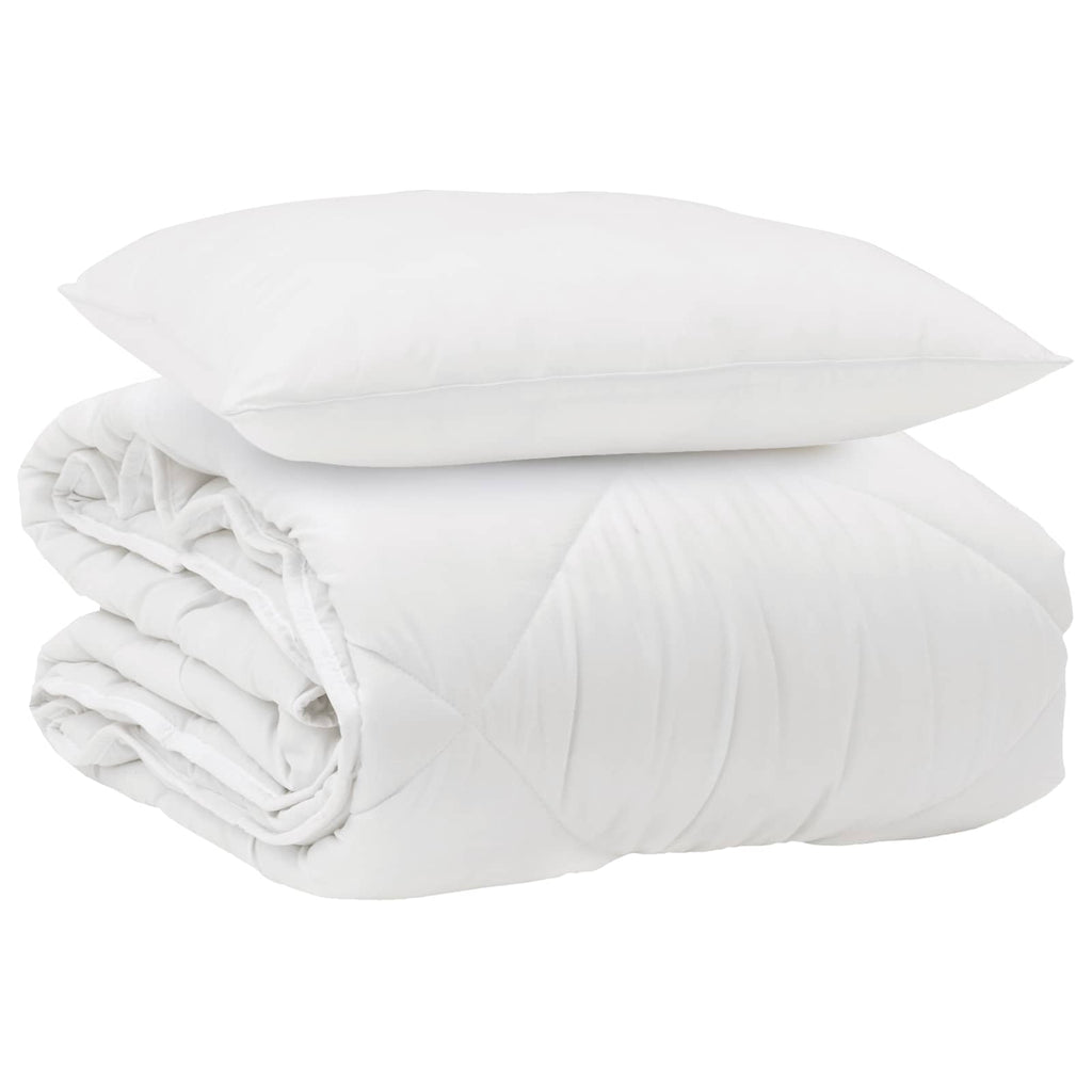 Vidaxl het duvet voor elk seizoen met kussen 2 pcs wit microvezel