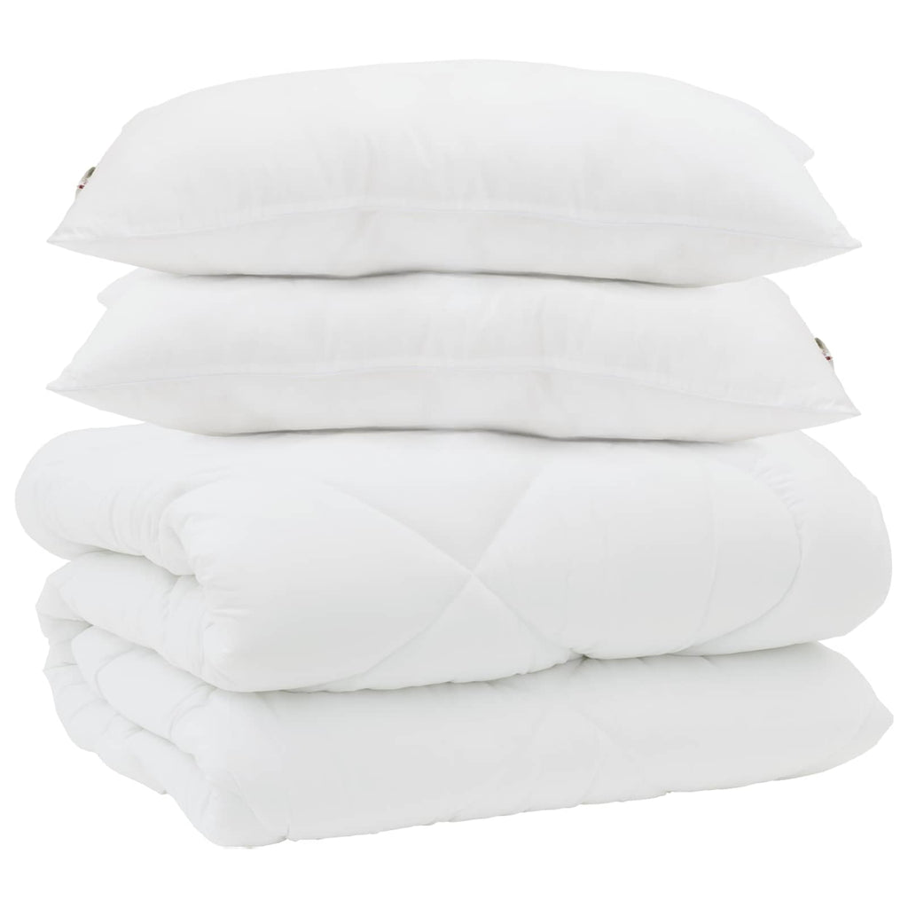 Vidaxl dekbed met kussens 3 pcs wit microfiber en dons feather