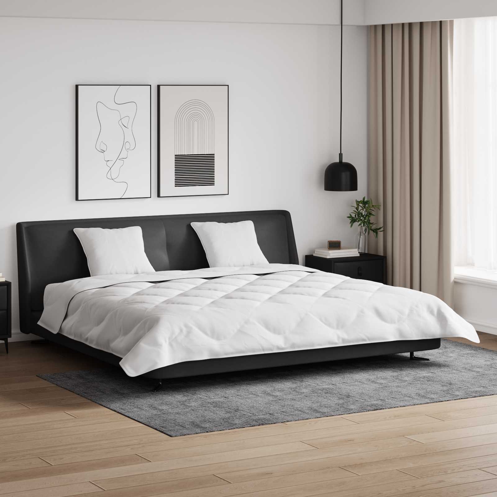 Vidaxl dekbed met kussens 3 pcs wit microfiber en dons feather