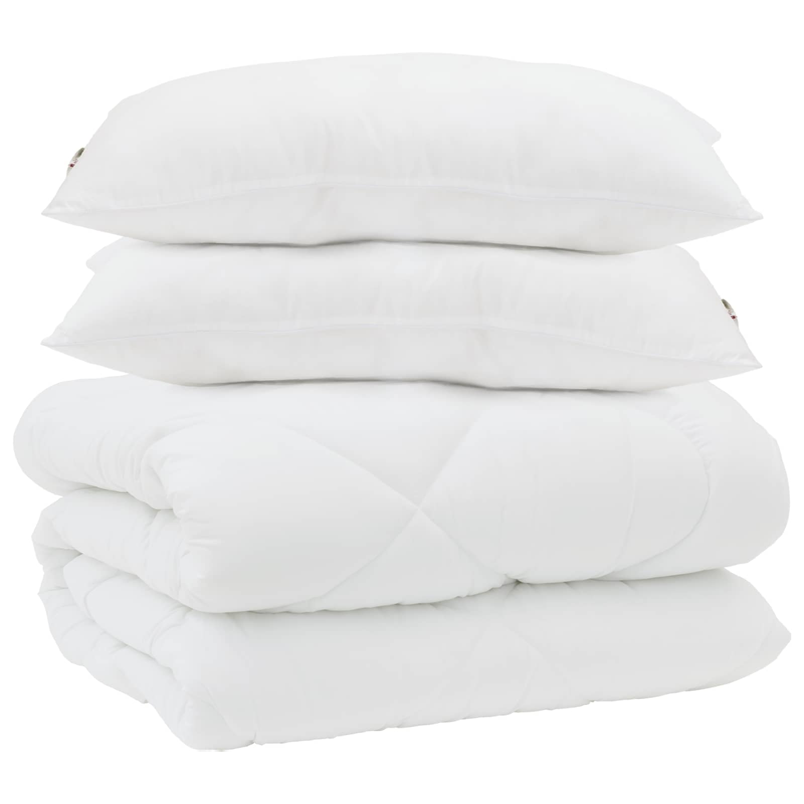 Vidaxl dekbed met kussens 3 pcs wit microfiber en dons feather