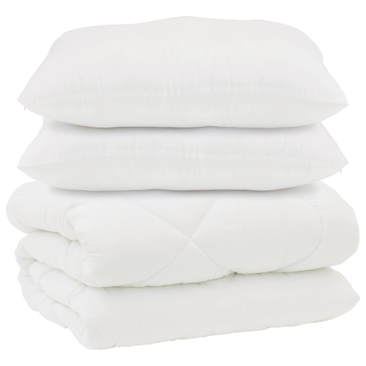 Vidaxl dekbed met kussens 3 st wit microfiber en dons feather
