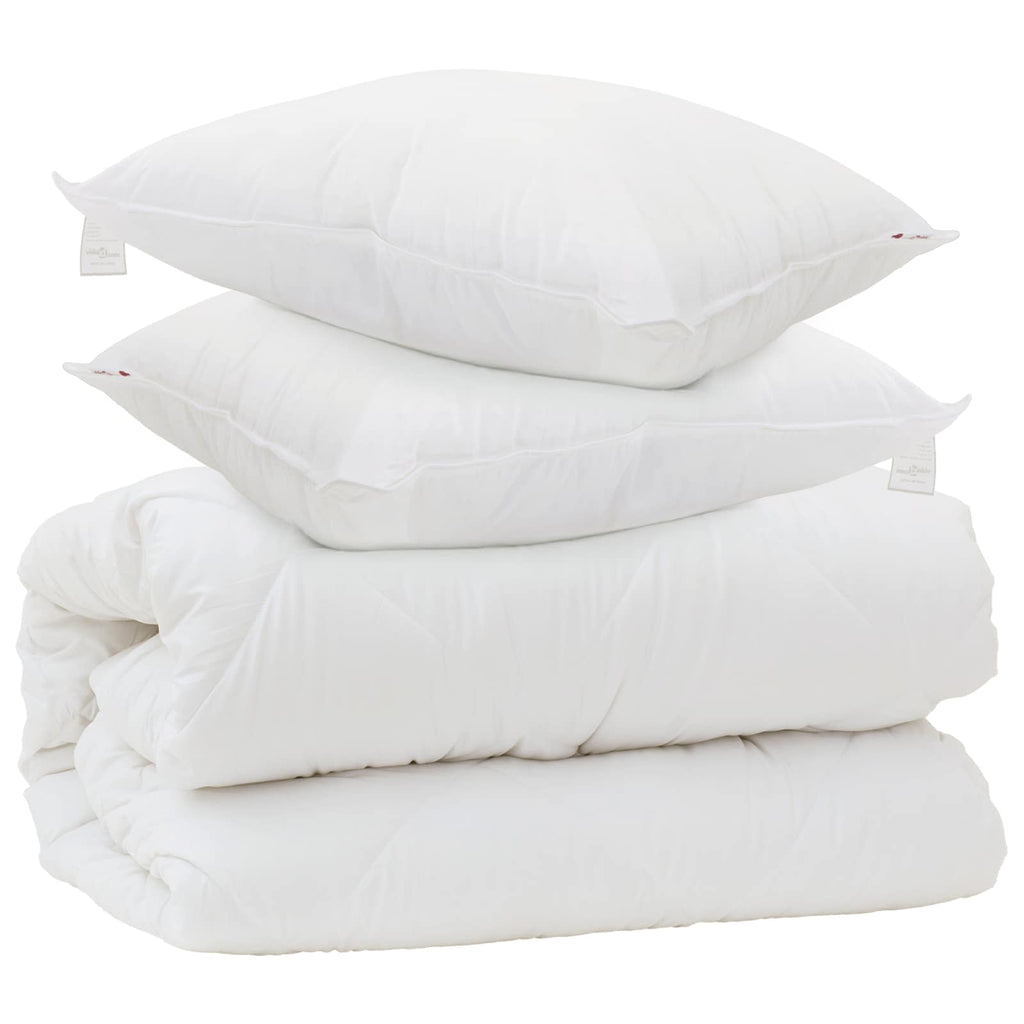 Vidaxl dekbed met kussens met kussen 3 pcs wit microvezel