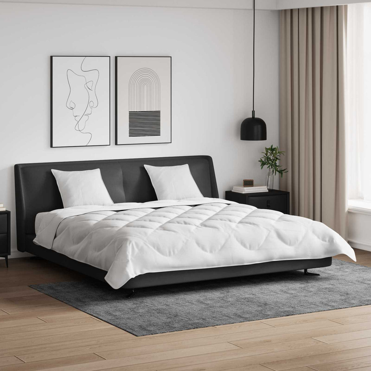 Vidaxl dekbed met kussens met kussen 3 st wit microvezel