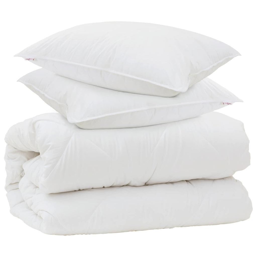 Vidaxl dekbed met kussens met kussen 3 pcs wit microvezel