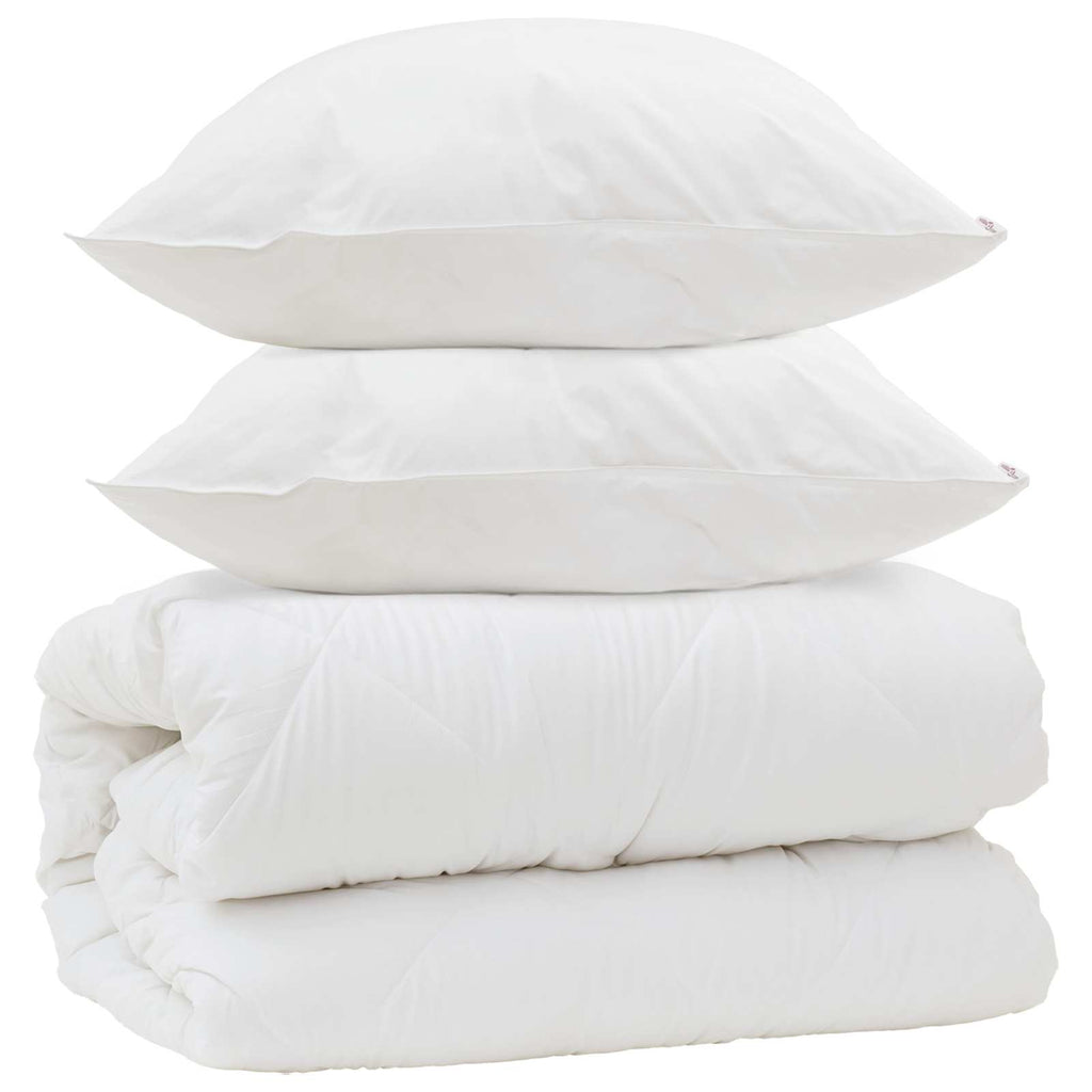 Vidaxl dekbed met kussens met kussen 3 pcs wit microvezel