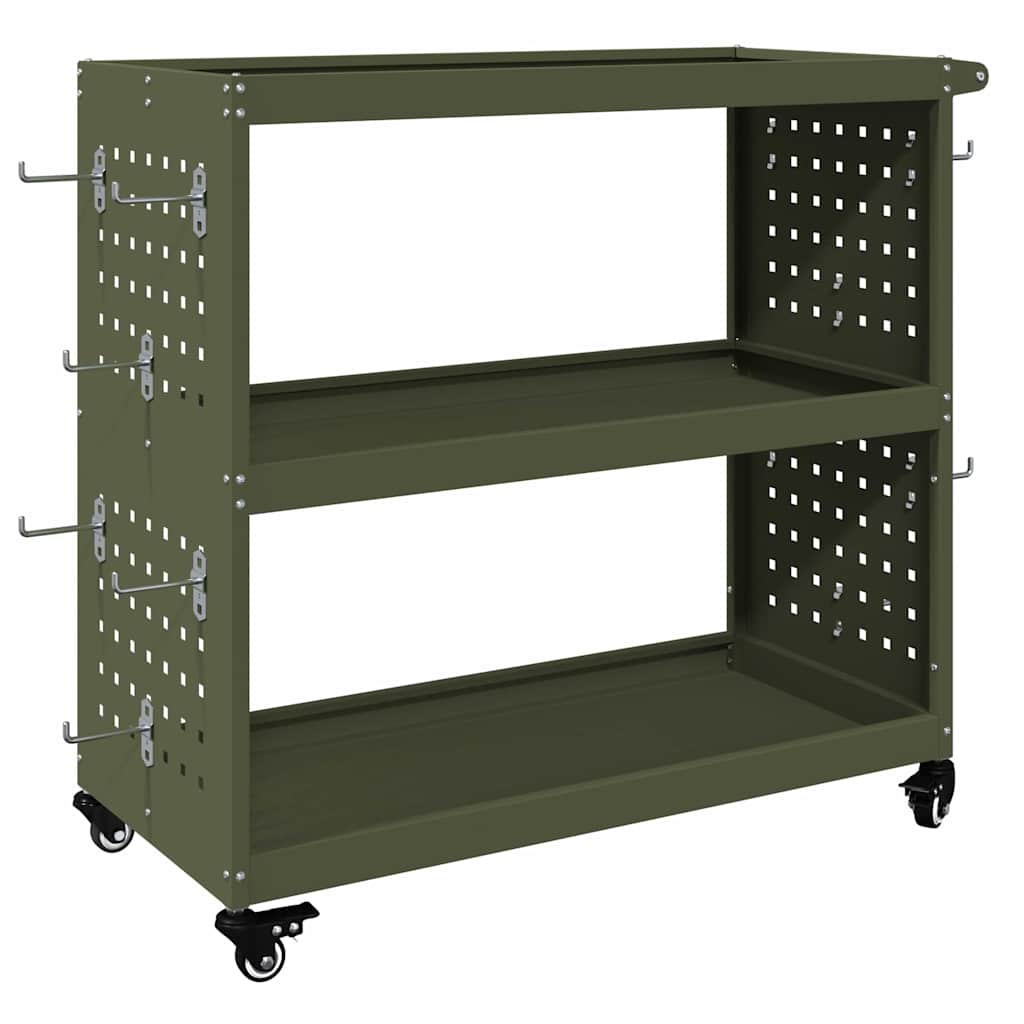 Vidaxl gereedschapswagen olijfgroen 75 x 35 x 73 cm koudgewalst staal
