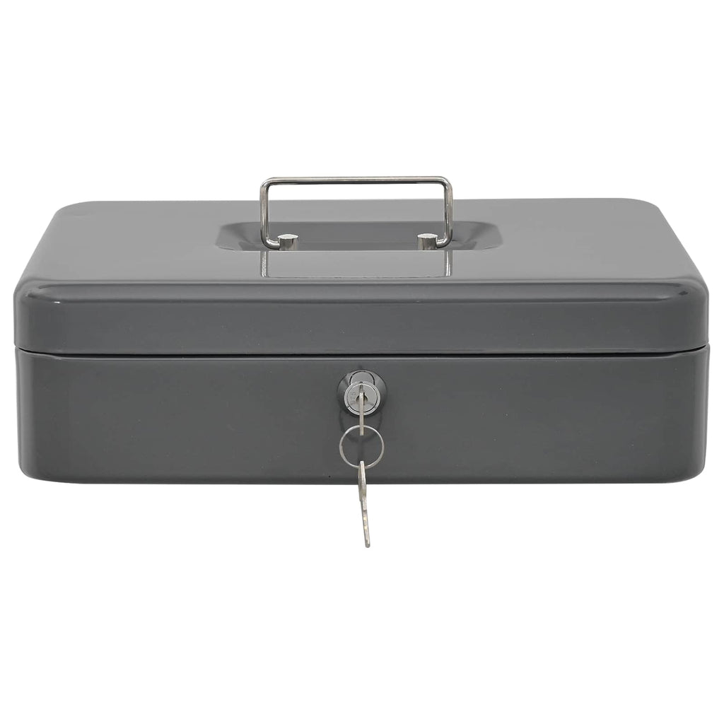 Vidaxl cash box met slot donkergrijs 30 x 24 x 9 cm staal